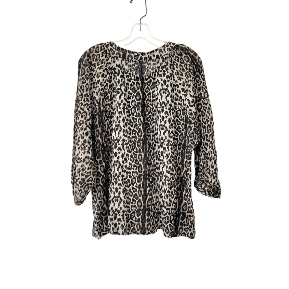 Cotton On Animal Print Leopard Print Peasant Blouse - Picture 3 of 4